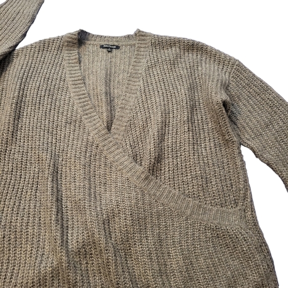 Pink Clover Wrap Front Sweater Taupe Womens Medium - Picture 3 of 16